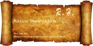Raics Henrietta névjegykártya
